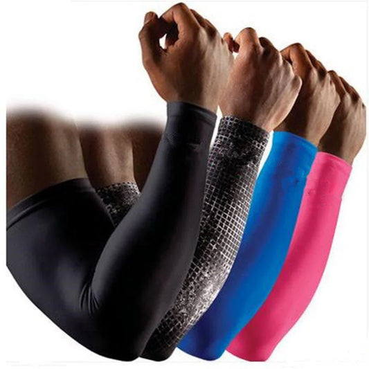 Compression Arm Sleeve Gym Arm Warmers Running Cover Arm guards Basketball Elbow Pads Support Fitness Cycling Sun UV Protection