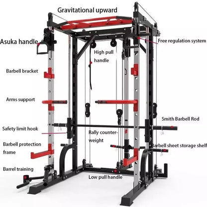 Multifunctional Gym Fitness Equipment, Smith Machine, Functional Trainer, Full Set