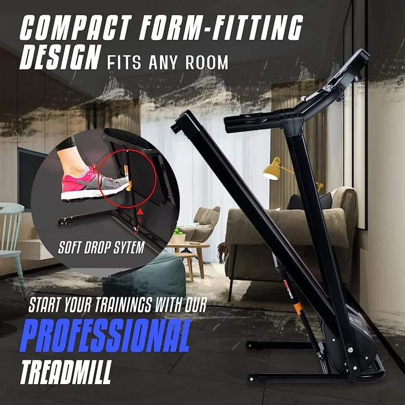 SereneLife Folding Treadmill - Foldable Home Fitness Equipment with LCD for Walking & Running - Cardio Exercise Machine