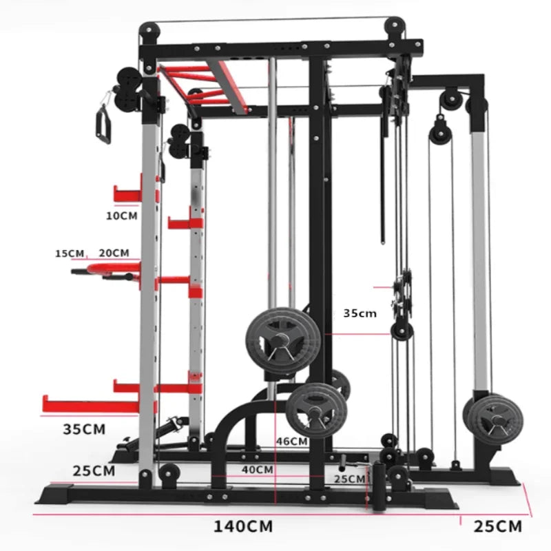 Multifunctional Gym Fitness Equipment, Smith Machine, Functional Trainer, Full Set